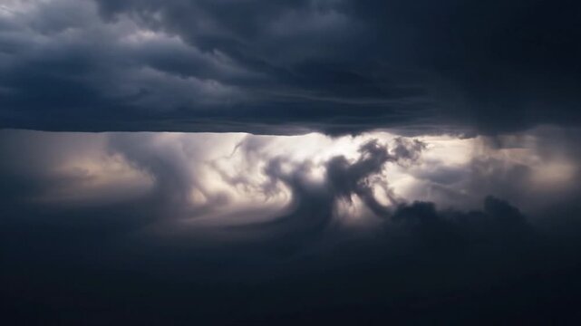 Dramatic stormy sky with dark clouds.