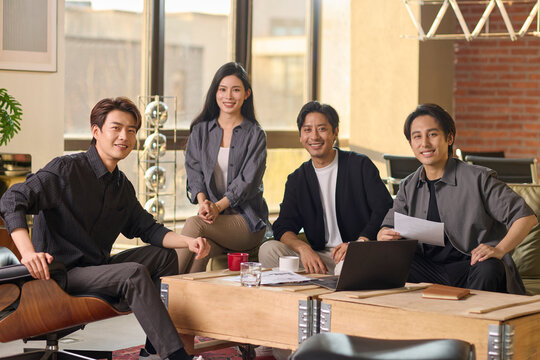 A team of business professionals working diligently in the office