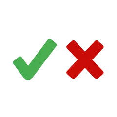Obraz premium Green checkmark and red cross icons indicating approval and disapproval