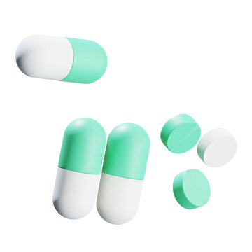 3D Capsules and Tablets Pharmaceutical Illustration