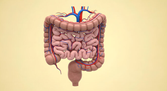 3D Detailed Anatomy of Human Colon with Superior and Inferior Mesenteric Vessels. 