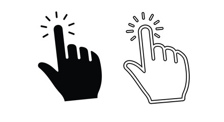 Fototapeta premium Two hands indicating a click one solid one outlined silhouette