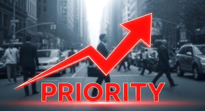 Business graph chart with a rising red arrow on a red background showing priority  financial growth and market success