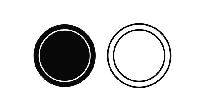 Two concentric circles one filled and one outlined as a silhouette