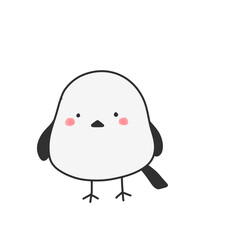 Obraz premium Cute Kawaii Cartoon Bird on Black Background