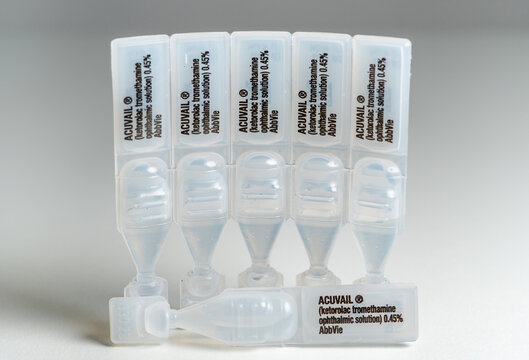Acuvail, ketorolac tromethamine ophthalmic solution, abbVie, nonsteroidal anti-inflammatory drug NSAID to treat pain inflammation after cataract surgery: Toronto, Ontario, Canada - December 2, 2025