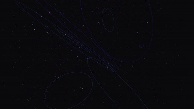 Seamless 4K loop of thousands of luminous particles racing along interlocking Hopf fibration circles projected from 4D to 3D space. Vivid cyan and magenta glowing bokeh on deep black void. Perfect 