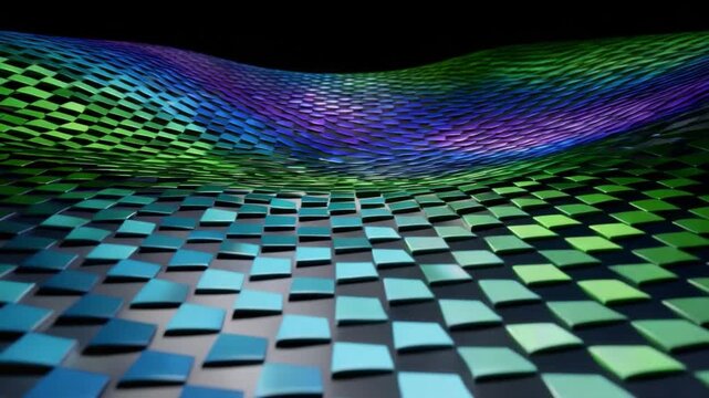 Colorful Abstract Wave Pattern with Shiny Surface and Depth Perception