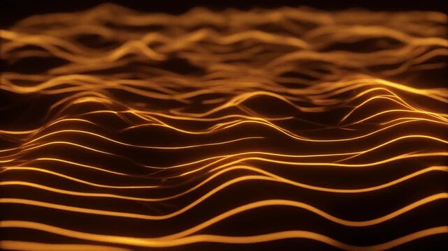 abstract golden wavy lines pattern on dark background