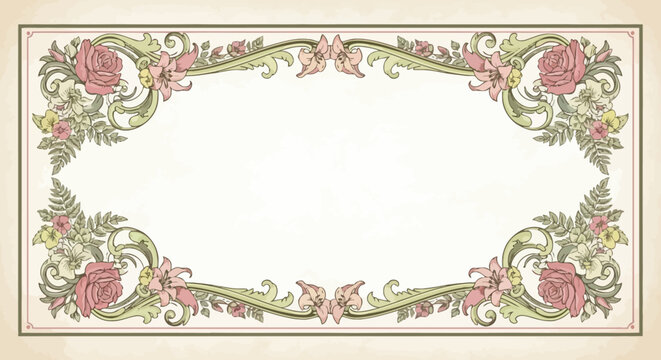 Floral Ornate Vintage Frame Design Element.