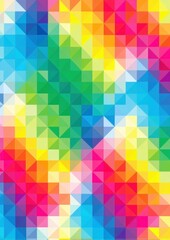 Kolorowa abstrakcyjna mozaika geometryczna składająca się z małych trójkątów tworzących tęczowy wzór tła o nasyconych barwach i nowoczesnym stylu.