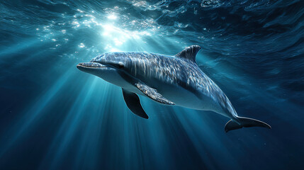 Naklejka premium dolphin swimming in the ocean