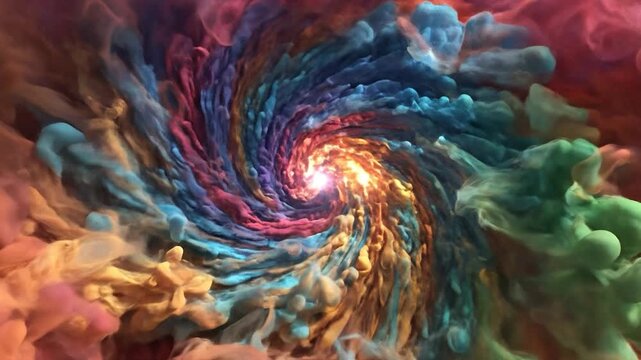 Vibrant swirling clouds of colorful smoke.