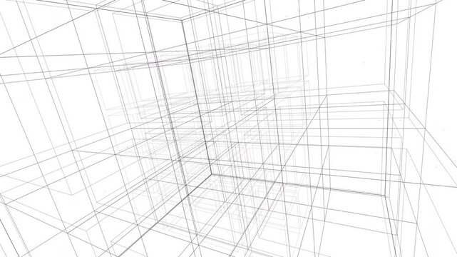 Macro-scale holographic blueprint of nested server architectures expanding in a slow, recursive breathing motion to represent spatial optimization. Works for enterprise IT and data center brand films.