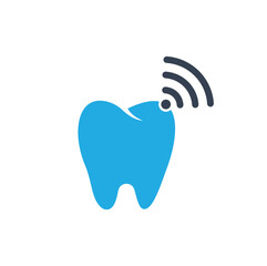 Obraz premium Tooth and wifi logo combination. Dental and signal symbol or icon