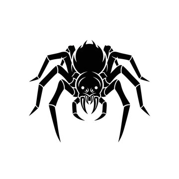 Black spider illustration on a white background