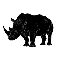 Fototapeta premium Black silhouette of a rhinoceros standing proudly