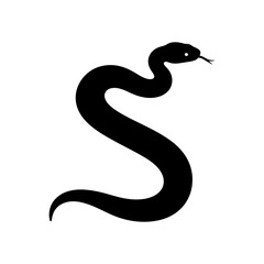 Obraz premium Black silhouette of a snake in a dynamic pose