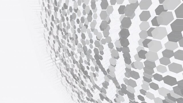 Thousands of clean corporate white server pillars rise in synchronized honeycomb waves as blue data rings scan their surfaces. Visualizing load balancing, works for enterprise IT brand films.