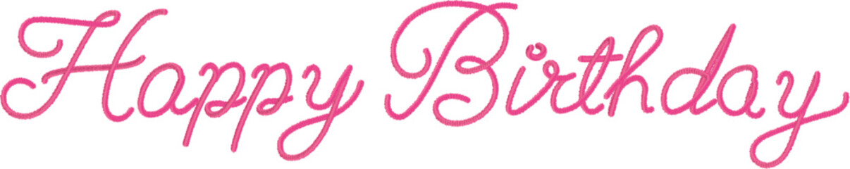 Happy birthday greeting text in pink cursive font © MISSREHANA