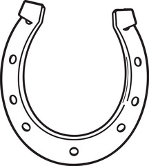 Obraz premium Horseshoe Hand-drawn Sketch Drawing Vector Illustration, Line Linear Symbol Black and White Engraving, Isolated