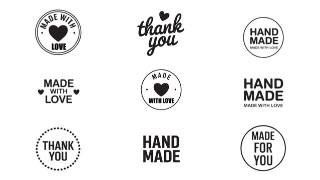Handmade and Thank You Labels Set &ndash; Minimalist Black-and-White Tags for Gifts, Packaging, Artisans, and Small Businesses
