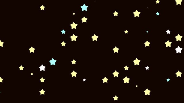 Cute pastel pop star particles on black background loop