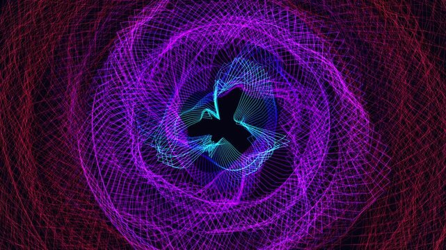 Thousands of translucent fiber optic capillaries twist organically, routing cyan and magenta glowing data packets through a dark 3D void. Perfect for 5G and telecom brand films or tech backgrounds.