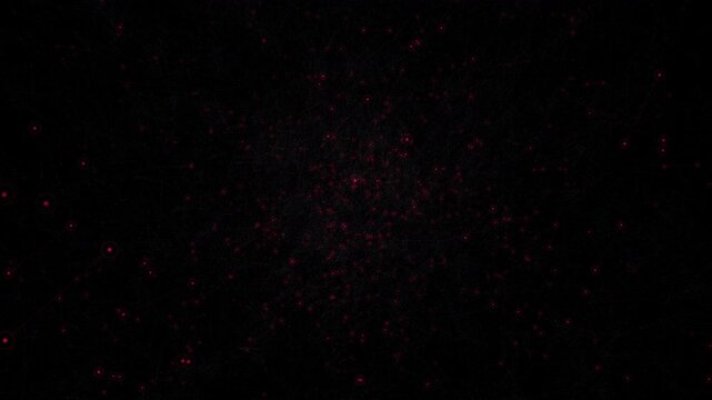 Dense chaotic triangulation mesh of quantum nodes splitting and merging in superposition, casting crimson warning pulses. Represents critical probabilistic data. Ideal for cybersecurity explainer