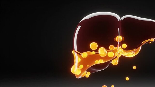 Advanced Hepatology and Metabolic Syndrome Pathology, 3D Animation of Non-Alcoholic Fatty Liver Disease Progression with Lipid Accumulation