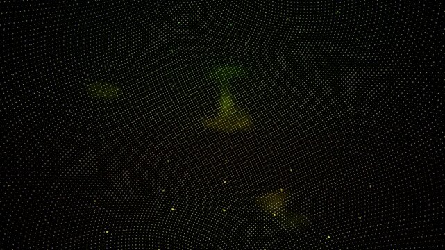 Macro-scale golden particle sphere forms transient triangulated neural connections, simulating global AI machine learning. Designed for AI and cloud infrastructure content and tech pitch decks.