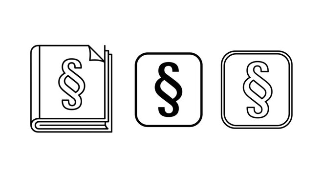 Law and justice symbols book with paragraph sign isolated section mark icons legal concept illustration on white