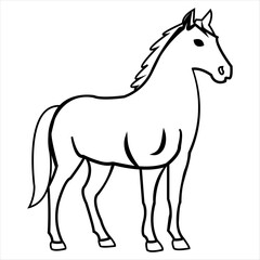 Obraz premium Horse Line Art Outline Vector