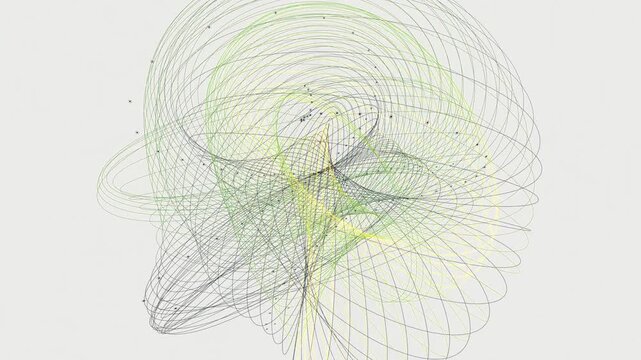 Seamless 4K loop of a Hopf fibration manifold undergoing conformal shear. Interlocking obsidian tori delaminate into vermilion ribbons then resolve to perfect geometry. Ideal for science, tech.
