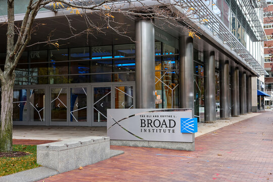 The Broad Institute of MIT and Harvard building in Kendall Square in Cambridge, Massachusetts
