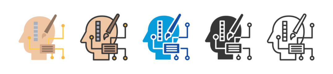 Obraz premium ai art systems icon set multi style various collection