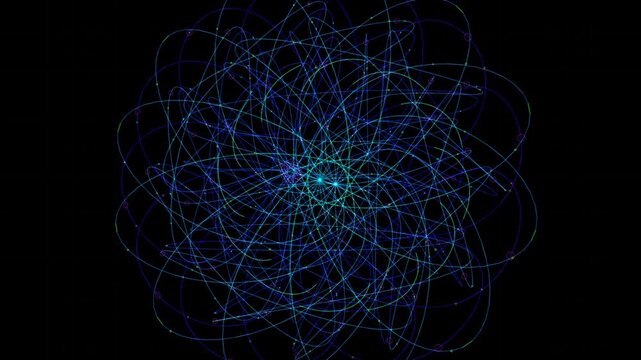 Dense crystalline chladni resonance patterns form a psychedelic strange attractor in a pitch black void. This hypnotic neon geometric system is perfect for music video and VJ performance visuals.