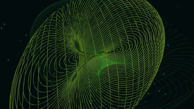 Seamless 4K loop of a Veronese surface undergoing 4D isoclinic rotation. This glowing chartreuse wireframe stereographic projection is a premium mathematical visualization for science documentaries.
