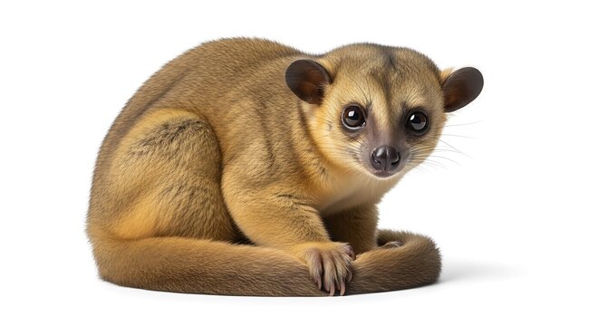 Adorable kinkajou sitting on a white background