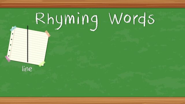 Educational Rhyming Words Animation on a Green Chalkboard Background