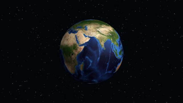 Digital Animation Zooming into Beit Ras Jordan on Planet Earth