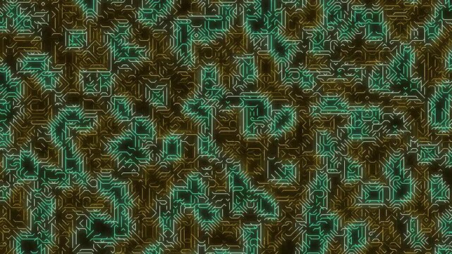 Green pattern with brown shapes on a textured background from above