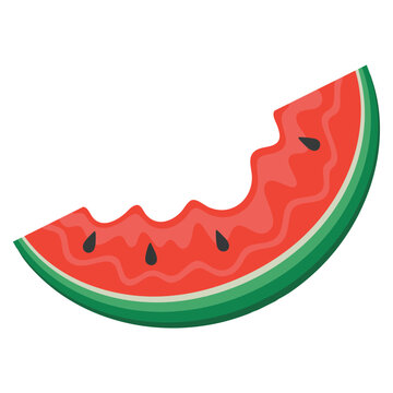 Large bite marks on watermelon with visible trace of food illustration perfect for fresh fruit and summer theme