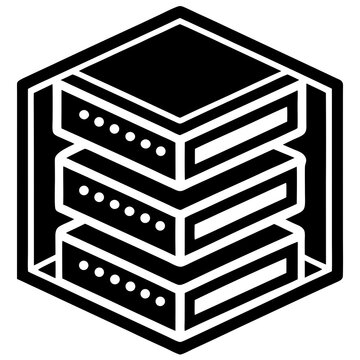 Modern server rack symbol suitable for web UI, mobile apps, and digital infrastructure design.