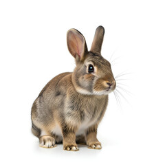 Obraz premium A cute brown rabbit sitting on a white background 1.
