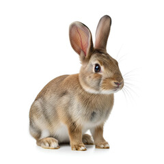 Obraz premium A cute brown rabbit sitting on a white background 7.
