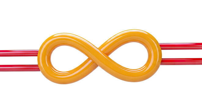 Orange Infinity Symbol Tied Around Red Rods