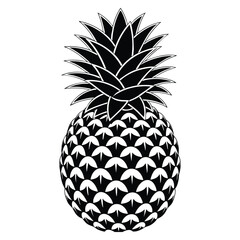 Obraz premium Pineapple silhouette vector design with white background isolated tropical fruit symbol, summer icon, food graphic and minimal branding element