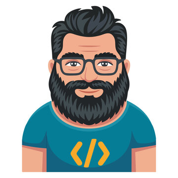 Programmer icon in cartoon style isolated on white background people of different profession symbol stock vector illustration for tech career theme