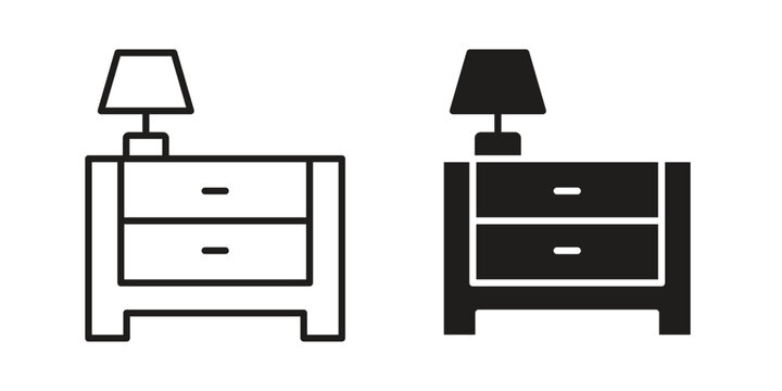 Bedside table icon symbol, logo illustration. Vector graphics web design.